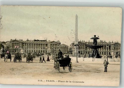 Paris 1906 Place de la Concorde Denkmal Säule Brunnen