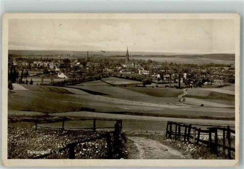 Falkenstein 1931 Panorama des Ortes mit Kirche Zum heiligen Kreuz Fotograf Otto Paul