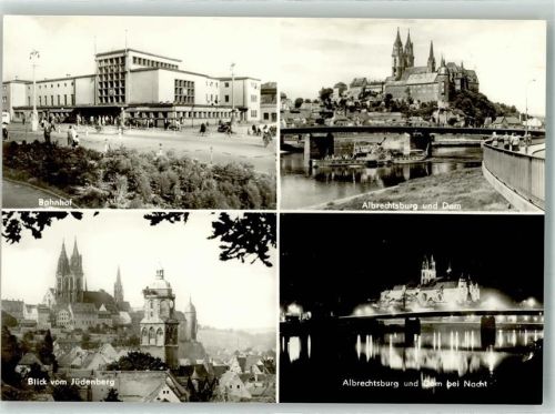 Meißen Bahnhof Albrechtsburg Dom bei Nacht