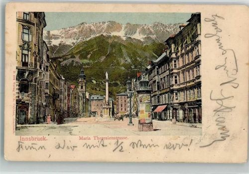Innsbruck 1905 Litfaßsäule Denkmal Säule Maria Theresienstrasse