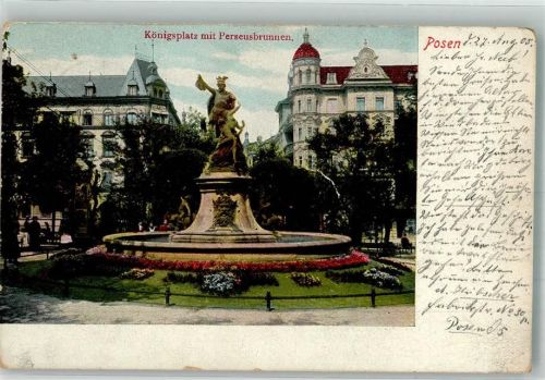 Posen 1905 Denkmal Perseusbrunnen Königsplatz