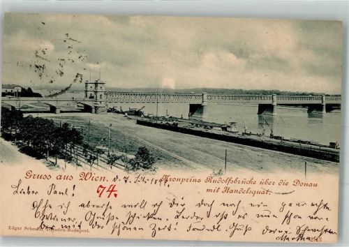 Wien 1899 Hafen Kronprinz Rudolfsbrücke