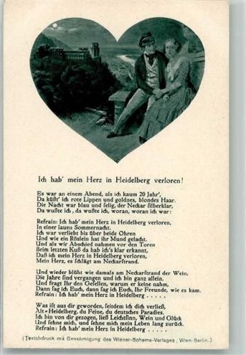 Heidelberg Text des Liedes Ich hab mein Herz in Heidelberg verloren! Verlag Edm. von König Nr. 9030