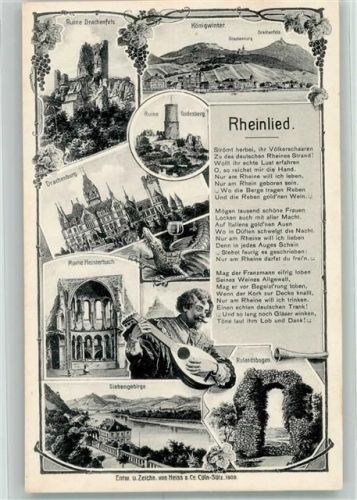 Königswinter Burg Drachenfels Drachenburg Godesburg Drachenburg Minnesänger Rheinlied