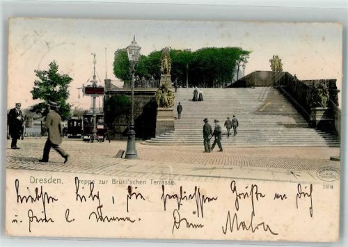 Dresden 1905 Treppe zu Brühlßschen Terrasse