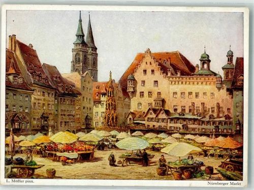 Nürnberg sign. Mößler, L. Marktszene