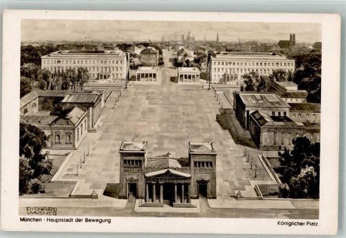 München sign. Wagner, Richard Königsplatz mit Ehrentempel für die Gefallenen des 9. November 1923 Führerhaus und Braunes Haus Verlag Lengauer Nr. 2064