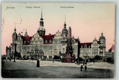 Dresden 1908 Denkmal Wettin-Obelisk königl. Schloss