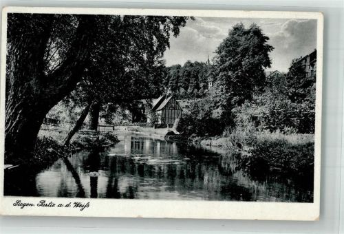 Siegen 1941 Fachwerkhaus an der Weiß Feldpost WK II le. Art.-Ers.-Abtl. 9