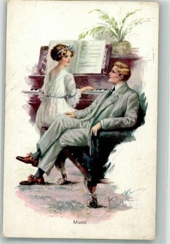 1916 Musik Frau am Klavier M.S.i.B.