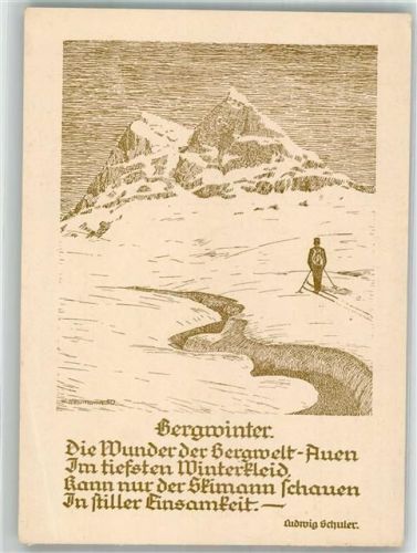 sign. Heumann W.Winter Skiwanderer Verlag Schöllkopf Pfund u. Cie