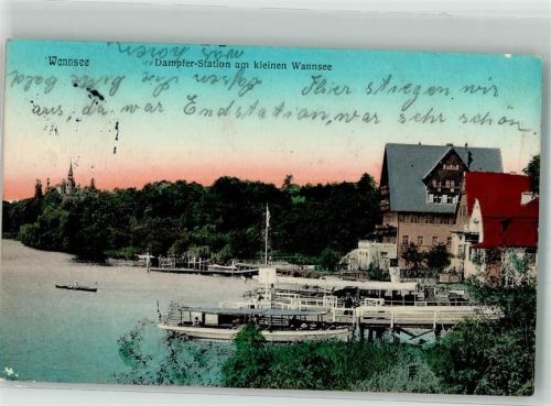 Wannsee 1911 Hafen Dampfer Station am kleinen Wanndee