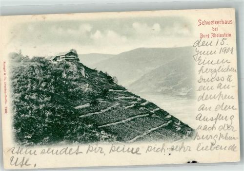 Trechtingshausen 1904 Schweizerhaus bei Burg Rheinstein