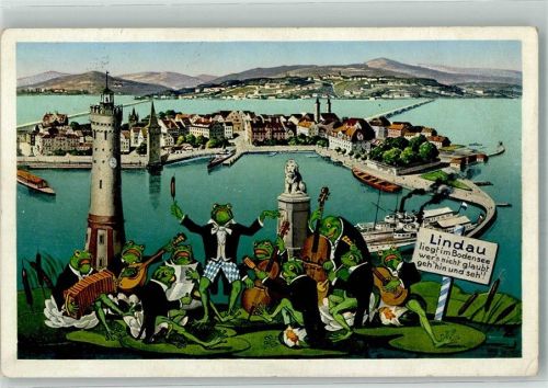 W8990 Lindau Bodensee Konzert Leuchtturm Frosch Gebrauchsspuren