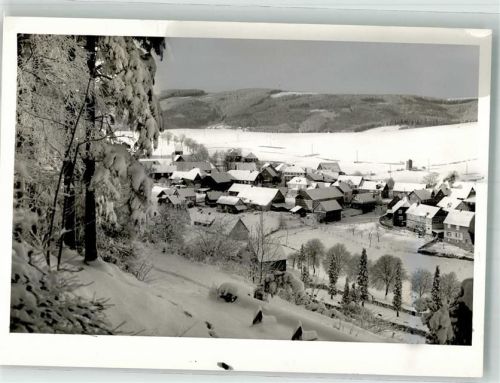 Rattlar Panorama des Ortes im Winter Ort handschriftlich