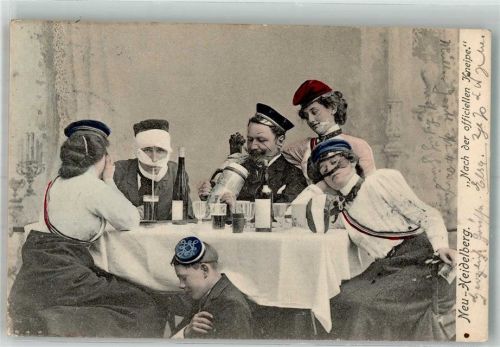 Heidelberg 1903 Versehrte Studenten beim zechen nach der Kneipe