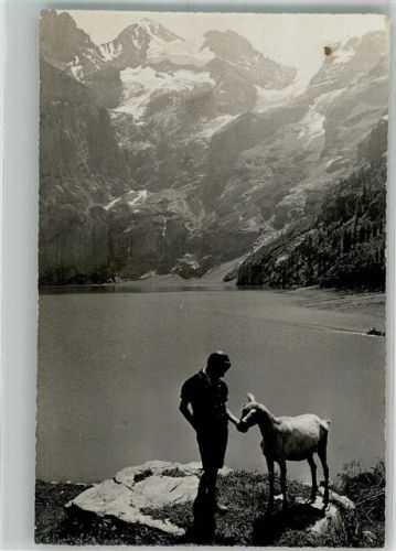 Kandersteg 1927 Kind mit Ziege oberhalb des Oeschinensee Fotograf Gyger