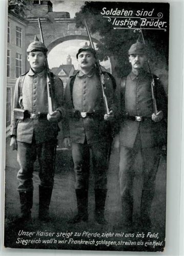 Drei Landser in Uniform ziehen ins Feld Fotostudioaufnahme WSSB No. 917/3