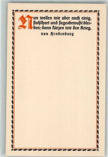 Spruch von Hindenburg Klingspor Karte Nr. 688