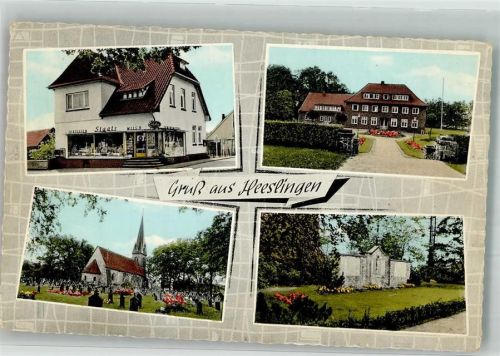 Heeslingen 1964 Geschäft Staats Kirche Friedhof Denkmal