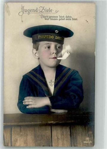 1911 Junge mit Pfeife in der Marineuniform der Torpedo Division Nr. 2864/3