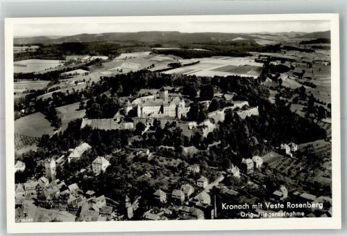 Kronach 1938 Fliegeraufnahme des Ortes mit Veste Rosenberg