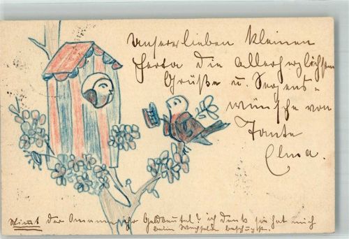 1904 Vogelhaus Vogel vermenschlicht