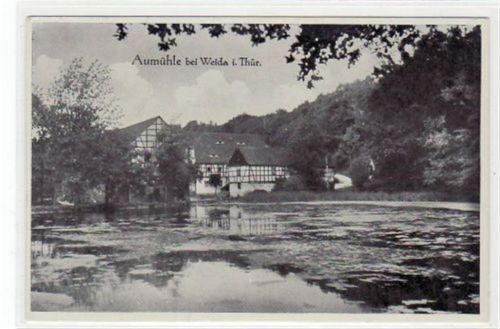 Weida Blick auf die Aumühle bei Weida in Thüringen. Feldpost, mit Stempel von 1941. Leichter Stempeldurchdruck, leicht bügig, sonst gut erhalten.