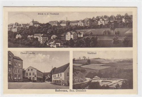 Rabenau / Bez. Dresden. ölsaer Straße Stadtbad Blick von der Försterei gelaufen am 26.2.1930. Gute Erhaltung.