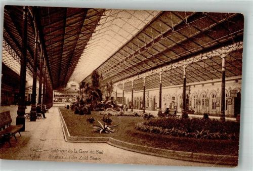 Gand 1917 Inneres des Gare du Sud Feldpost WK I Bayer. Artillerie-Kommandeur Nr. 14
