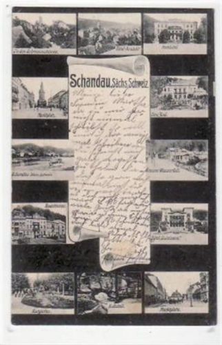 Bad Schandau Bad Schandau mit 12 Abbildungen gelaufen von 1905. Leicht stockfleckig, sonst gut erhalten.