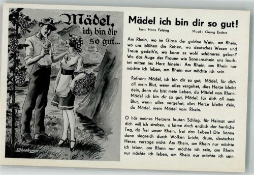 sign. Schamburger Liedertext Mädel ich bin dir so gut Wein