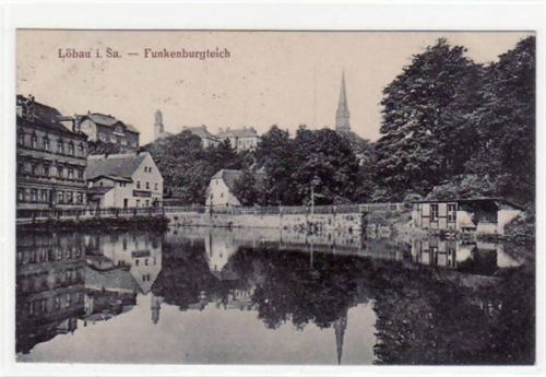 Löbau Löbau mit Funkenburgteich gelaufen von 1919. Gute Erhaltung.