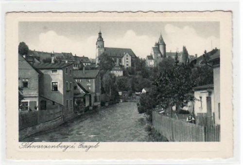 Schwarzenberg Schwarzenberg mit Schwarzwasserpartie und Kirche ungelaufen Gute Erhaltung.