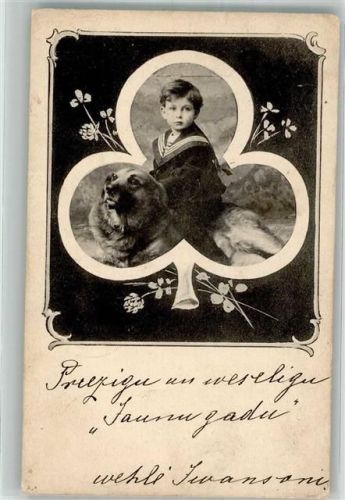 1902 Junge im Matrosenanzug mit Hund