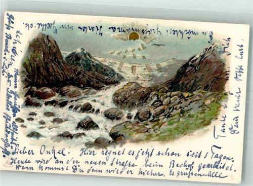 1899 Ein Wildbach Sonnenschein-Postkarte Serie V Adelskorrespondenz