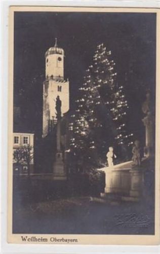 Nachtaufnahme Weilheim. Kirche Weihnachtsbaum ungelaufen Sehr gut erhalten.