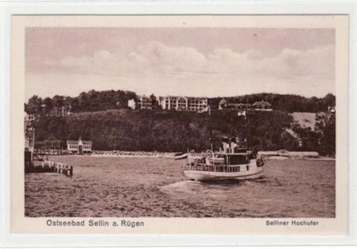 Sellin Ostseebad Sellin a. Rügen mit Selliner Hochufer und Dampfer ungelaufen Top Erhaltung.
