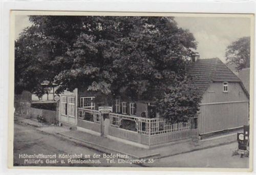 Höhenluftkurort Königshof an der Bode-Harz mit Gast- und Pensionshaus Müller gelaufen von 1935. Gut erhalten.