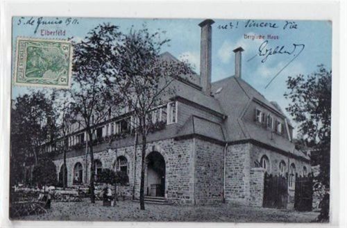 Wuppertal Elberfeld mit Bergischem Haus gelaufen von 1911. Leichter Bug oben links, leichter Stempeldurchdruck, kleiner Knick oben und unten rechts, sonst gut erhalten
