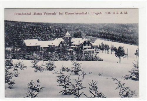 O9312 - Oberwiesenthal mit Fremdenhof " Rotes Vorwerk " im Winter ungelaufen Gute Erhaltung.