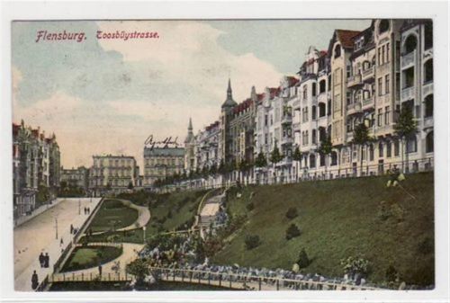 Flensburg Flensburg mit Toosbüystrasse gelaufen, 1909. Gute Erhaltung.
