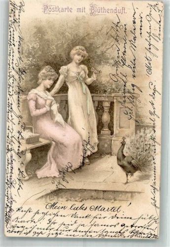1904 Zwei junge Frauen mit einem Pfau