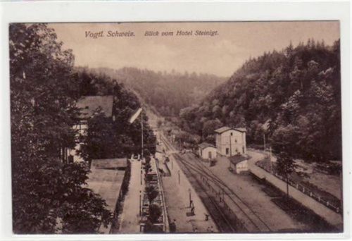 Vogtländische Schweiz mit Blick vom Hotel Steinigt gelaufen von 1916. Gute Erhaltung.