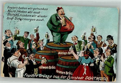 Dortmund 1913 Humor Dicke Menschen Löwen- Aktien- u. Kronen Bräu Kunstanstalt Otto Kaschewitz No. 1248
