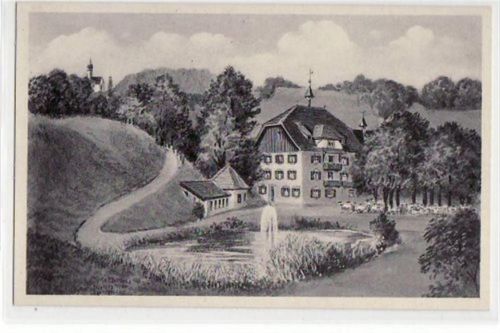 Siegsdorf, Künstlerkarte mit Gasthaus Heutau ungelaufen Postalisch nicht befördert. Top Erhaltung.
