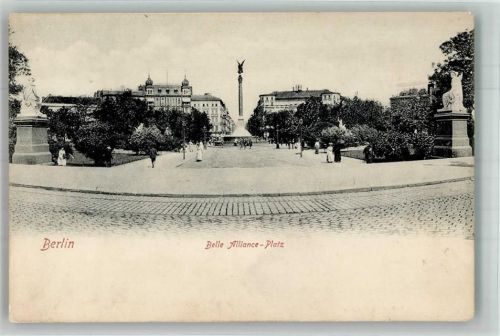 Kreuzberg 1906 Belle-Alliance-Platz mit Friedenssäule heute Mehringplatz