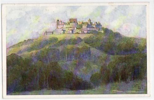 Coburg, Künstlerkarte mit Blick auf die Veste gelaufen von 1924 kleiner Knick unten rechts, leicht fleckig, sonst gut erhalten