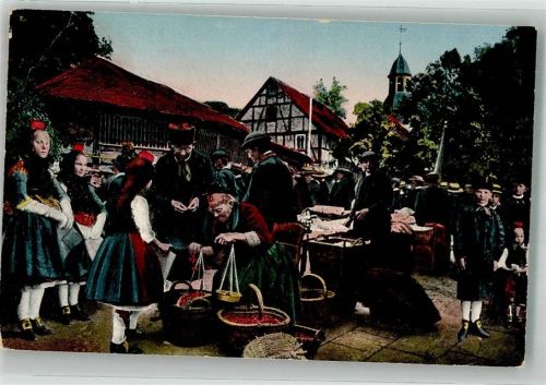 Markt in der Schwalm Marktszene Verlag Gustav Mandt Hessische Trachten Nr. 243