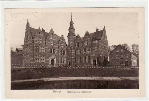 Aurich mit Ostfriesischer Landschaft gelaufen, 1931 kleiner Knick oben links, leichte Stempelspuren, sonst gut erhalten